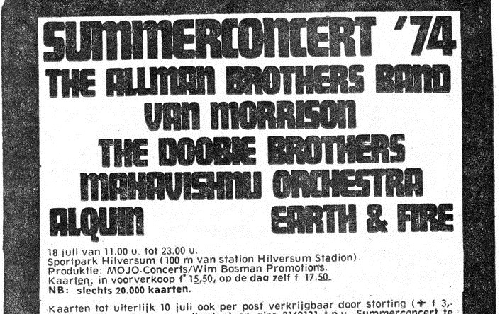 Earth and Fire Aankondiging1974