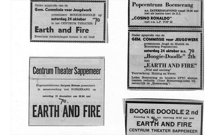 Earth and Fire Aankondigingen 1970-2