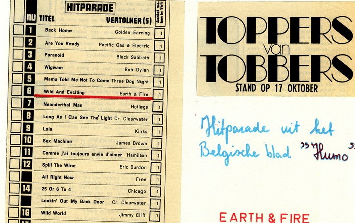 Earth and Fire Belgische top 20 1970