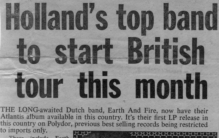 Earth and Fire Krantenartikel British Tour