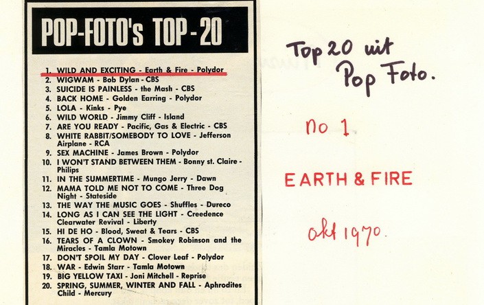 Earth and Fire M E Hitlijsten 1970