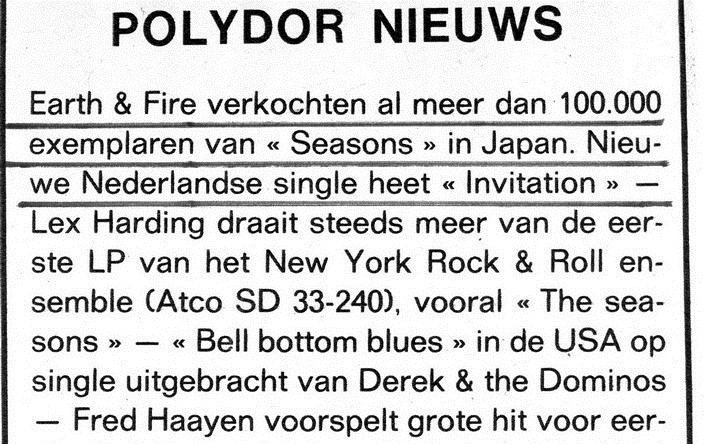 Earth and Fire Polydor Nieuws